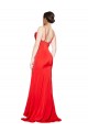 Sleeveless Red Low Back Sheath Cowl Neck Formal Evening Dress