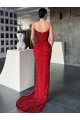 Sleeveless Red Sheath V-Neck Evening Dress