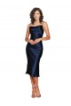 Sleeveless Dark Navy Sheath Spaghetti Straps Formal Evening Dress