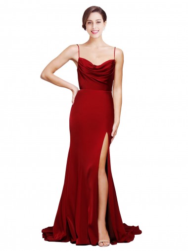 Sleeveless Burgundy Criss Cross Back Sheath Spaghetti Straps Black Tie Evening Dress UK Factory