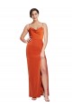 Sleeveless Rust Criss Cross Back Sheath Spaghetti Straps Formal Evening Dress