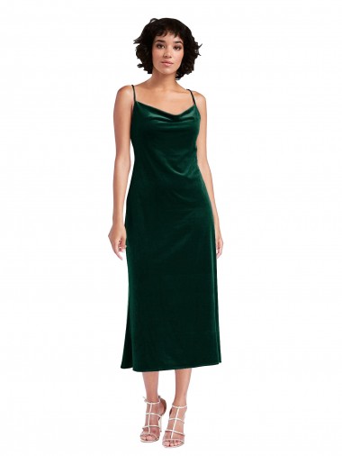 Sleeveless Dark Green Criss Cross Open Back Sheath Cowl Neck Black Tie Evening Dress UK Factory