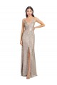 Sleeveless Silver V-Back Sheath V-Neck Formal Evening Dress