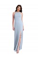 Sleeveless Light Sky Blue Criss Cross Open Back Sheath Halter Neck Formal Evening Dress