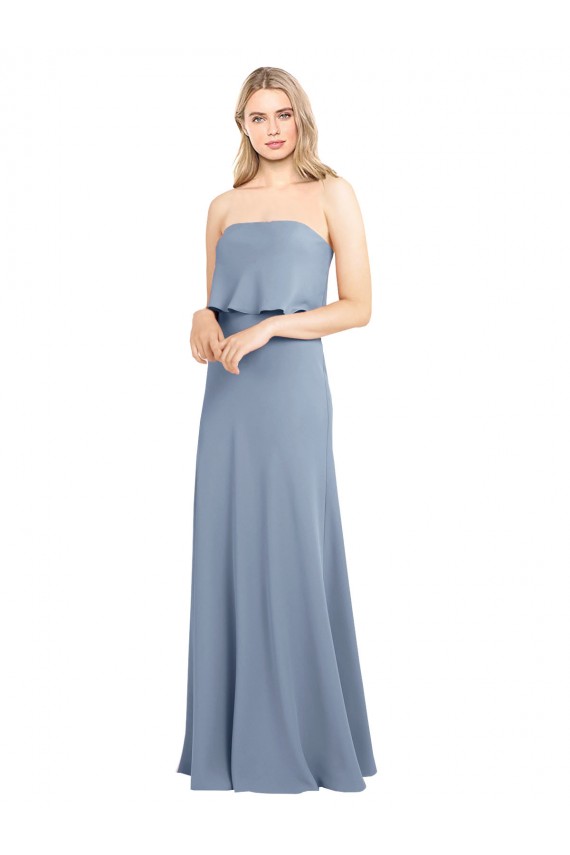 Sleeveless Smoke Blue Sheath High Neck Formal Dress