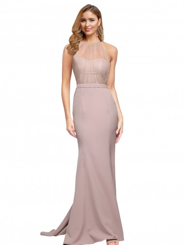 Sleeveless Dusty Pink Sheath Sweetheart Formal Evening Dress UK Factory