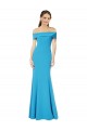 Sleeveless Peacock Blue Sheath Off the Shoulder Formal Dress