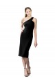 Sleeveless Black Sheath Stretch Crepe One Shoulder Formal Evening Dress