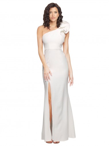 Sleeveless Ivory Sheath One Shoulder Formal Evening Dress UK Factory