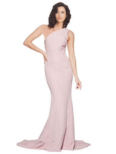 Sleeveless Mauve Sheath One Shoulder Semi Formal Evening Dress UK Factory