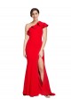 Sleeveless Red Sheath One Shoulder Semi Formal Evening Dress