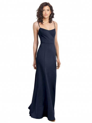 Sleeveless Dark Navy Low Back Sheath High Neck Formal Dress UK Factory