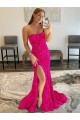 Sleeveless Fuchsia Sheath Strapless Evening Dress