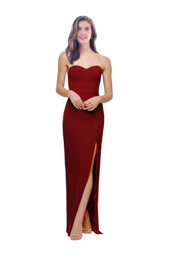 Sleeveless Burgundy Low Back Sheath Sweetheart Evening Dress