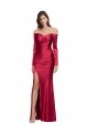 Long Sleeves Dark Red Sheath Sweetheart Formal Evening Dress