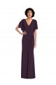 Split Sleeves Grape Sheath V-Neck Formal Evening Dress