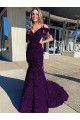 Sleeveless Plum Purple Sheath Spaghetti Straps Evening Dress