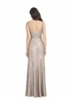 Sleeveless Silver V-Back Sheath V-Neck Formal Evening Dress