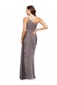 Sleeveless Slate Grey A-Line Silky Satin One Shoulder Formal Evening Dress