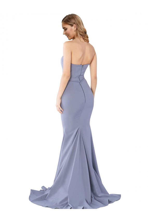 Sleeveless Smoke Blue Low Back Mermaid Sweetheart Formal Evening Dress