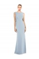 Sleeveless Light Sky Blue Low Back Trumpet Bateau Neck Semi Formal Evening Dress