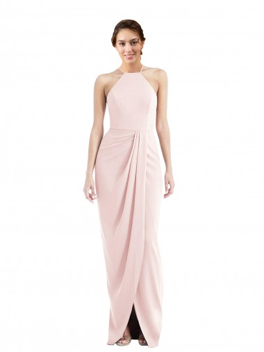 Sleeveless Pink Trumpet Halter Neck Semi Formal Evening Dress UK Factory