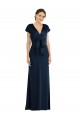 Cap Sleeves Dark Navy Keyhole Back Trumpet Off the Shoulder Formal Evening Dress