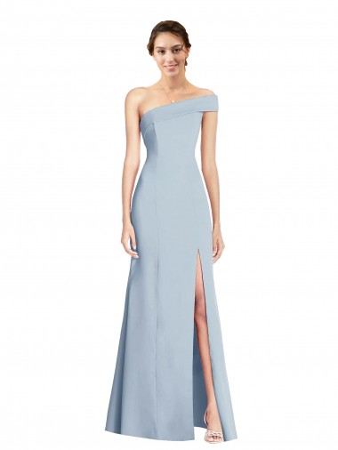 Sleeveless Light Sky Blue Trumpet Off the Shoulder Formal Evening Dress UK Factory