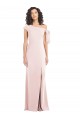 Cap Sleeves Pink Trumpet Off the Shoulder Formal Evening Dress