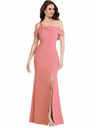 Sleeveless Hot Pink Low Back Trumpet One Shoulder Semi Formal Evening Dress UK Factory