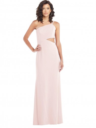 Sleeveless Pink Trumpet One Shoulder Formal Evening Dress UK Factory