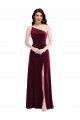 Sleeveless Burgundy Trumpet One Shoulder Black Tie Evening Dress