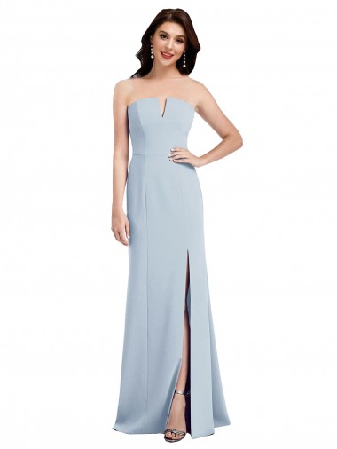 Sleeveless Light Sky Blue Low Back Trumpet V-Neck Evening Gown UK Factory