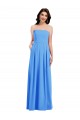 Sleeveless Peacock Blue Low Back Trumpet Strapless Semi Formal Evening Dress