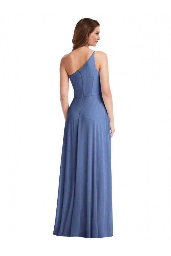 Sleeveless Windsor Blue A-Line One Shoulder Formal Evening Dress